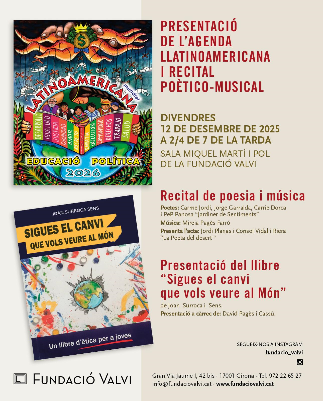 Presentació de l’Agenda Llatinoamericana i recital poètic-musical