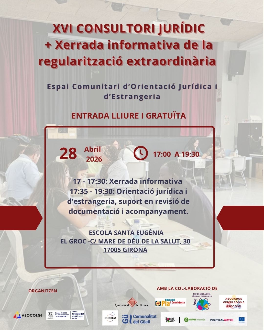 Consultori Jurídic + Xerrada Informativa sobre la Regularització extraordinària