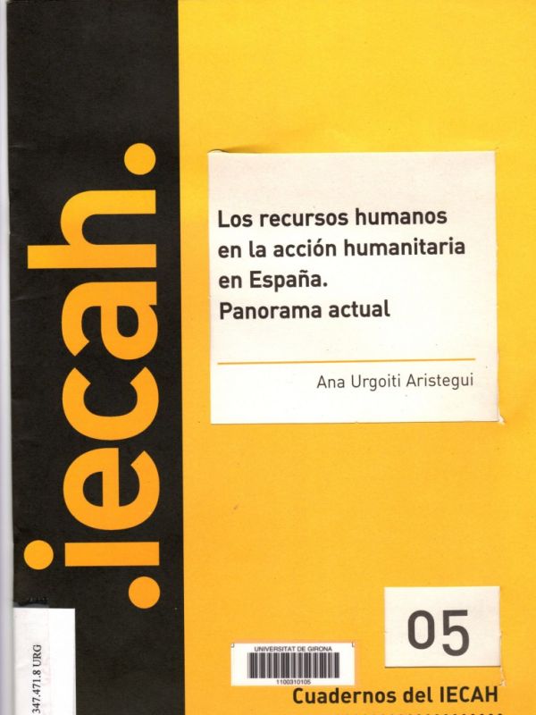 Los Recursos humanos en la acción humanitaria en España : panorama actual
