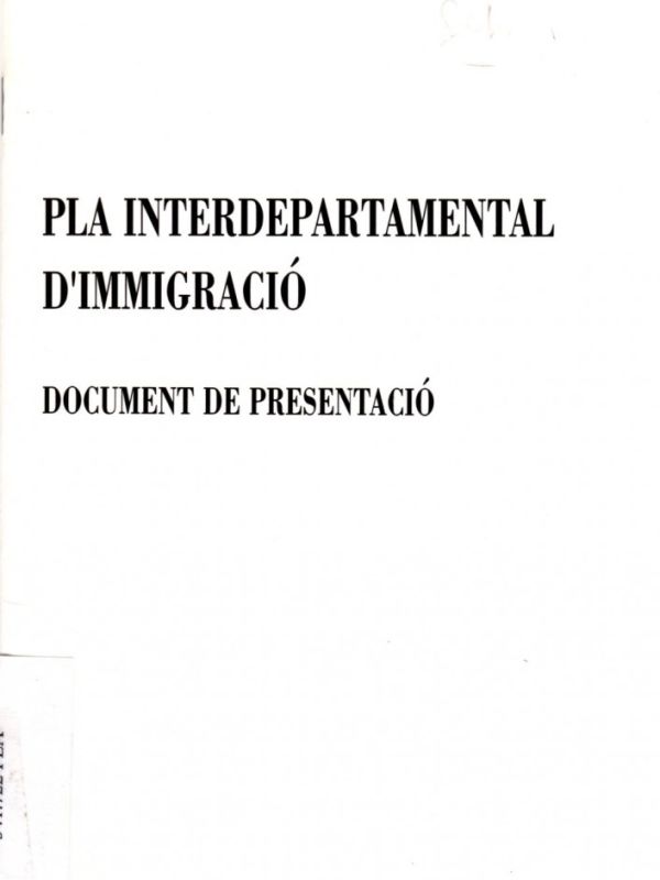Pla Interdepartamental d'immigració aprovat pel govern de la Generalitat de Catalunya el 28 de set.