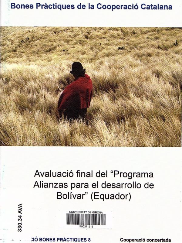 Avaluació final del  Programa Alianzas para el desarrollo de Bolívar  (Equador)