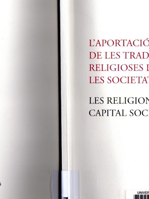 L'Aportació social de les tradicions religioses dins les societats obertes : les religions com a cap